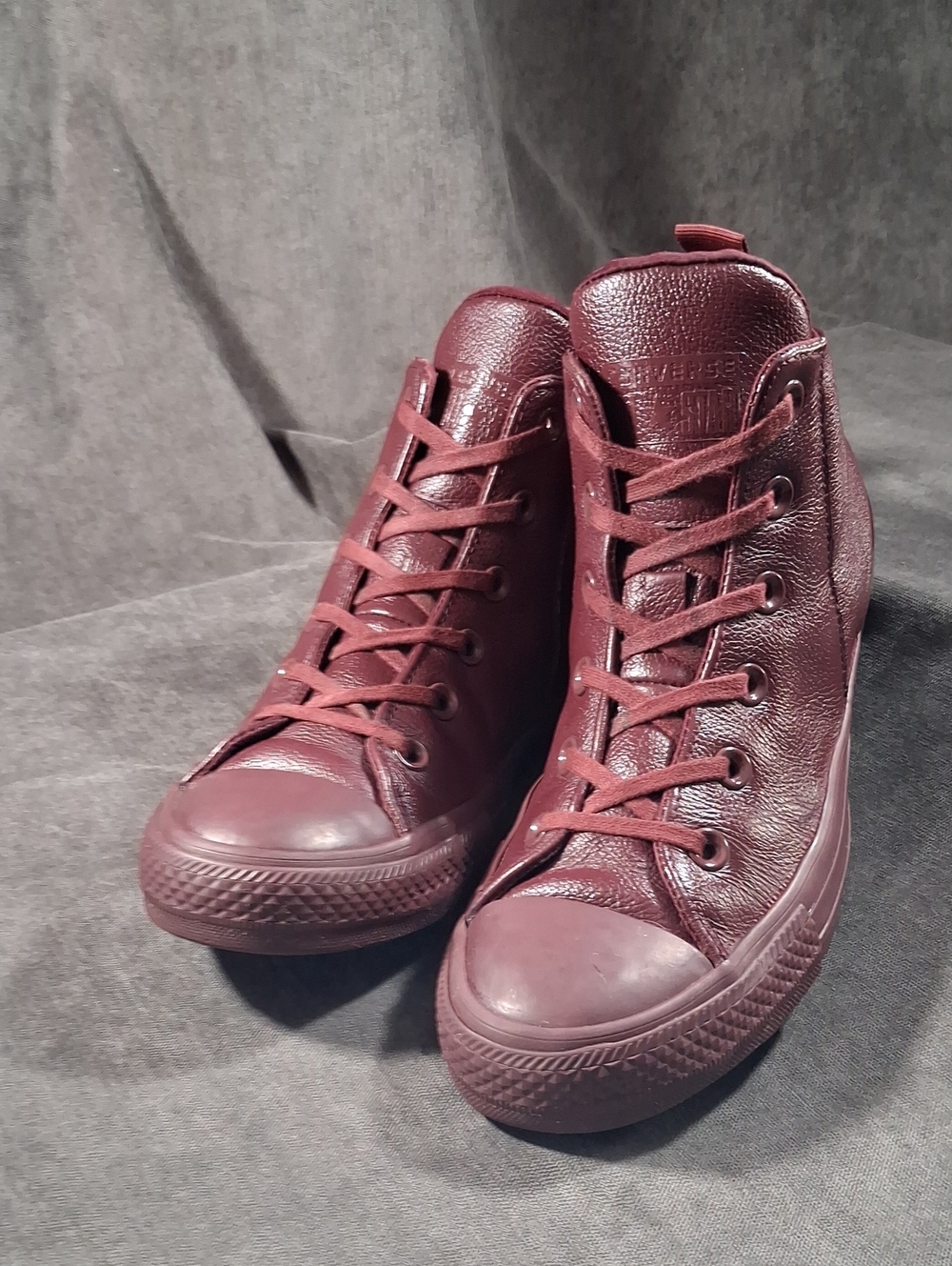 Converse Chuck Taylor All Star Selene Mono Burgundy Leather Sneakers G- US 8